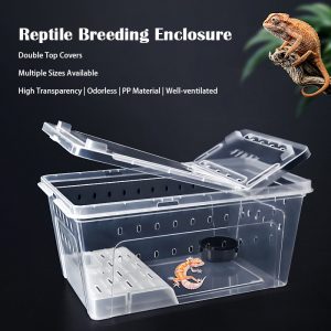 Plastic reptile breeding enclosure PP plastic material transparent black feeding box turtle tortoise lizard cabrite spider tank