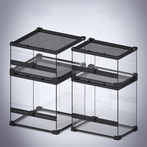 Glass reptile terrarium front door double swing doors hinged doors pet box rain forest tank breeding enclosure reptile habitat - Image 2