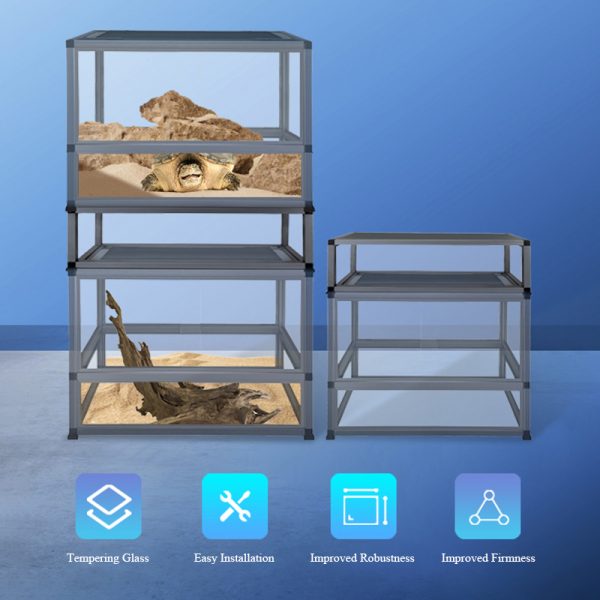 Large reptile terrarium China detachable aluminum alloy frame dismountable tough tank for lizard turtle leopard gecko corn snake - Image 2