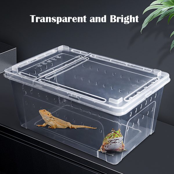 Plastic reptile breeding enclosure PP plastic material transparent black feeding box turtle tortoise lizard cabrite spider tank - Image 2