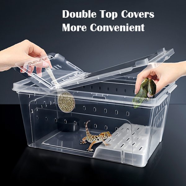 Plastic reptile breeding enclosure PP plastic material transparent black feeding box turtle tortoise lizard cabrite spider tank - Image 4