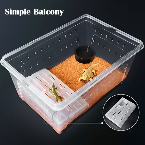 Plastic reptile breeding enclosure PP plastic material transparent black feeding box turtle tortoise lizard cabrite spider tank - Image 5