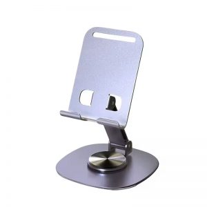 Stainless steel mobile phone holder fully foldable height angle adjustable aluminum cell phone stand tablet stand for desk office table