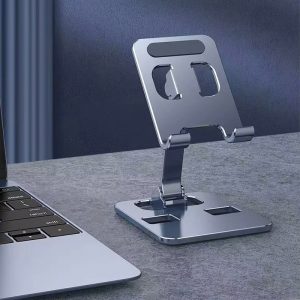 Aluminium cell phone stand steel mobile phone holder metal tablet stand fully foldable adjustable stable desk table phone stand