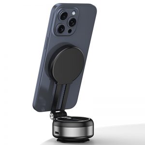 Cell phone stand Car phone holder China factory vacuum suction electric Type C charging magnetic cell phone stand foldable stable