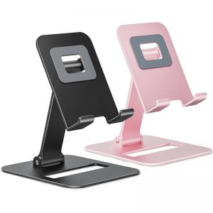 Anti scratch cell phone holder foldable desk table mobile phone stand angle height adjustable portable aluminum phone stand