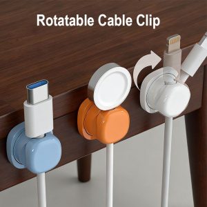 Desktop cable organizer rotatable data cable charging cable trimmer with adhesive tape maximum 7mm China cable clip factory